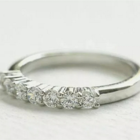 🆕️ $950  14K White Gold Simulated Round Half Eternity Band - Picture 5 of 7